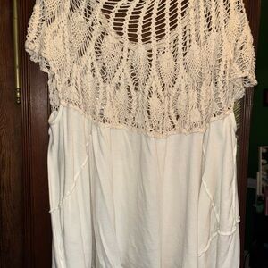 Free people Cream Crochet Accent dress